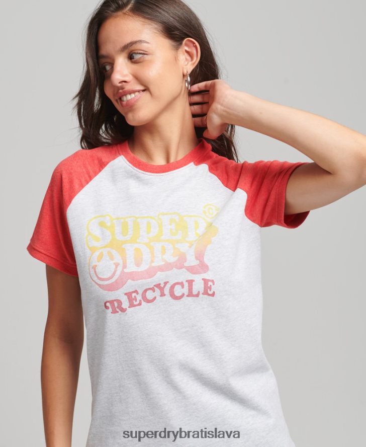 Superdry ženy recyklované raglánové tričko 6B4ZTR6237 oblečenie sivá
