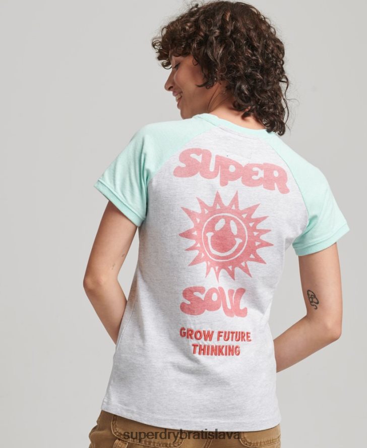 Superdry ženy recyklované raglánové tričko 6B4ZTR6287 oblečenie sivá