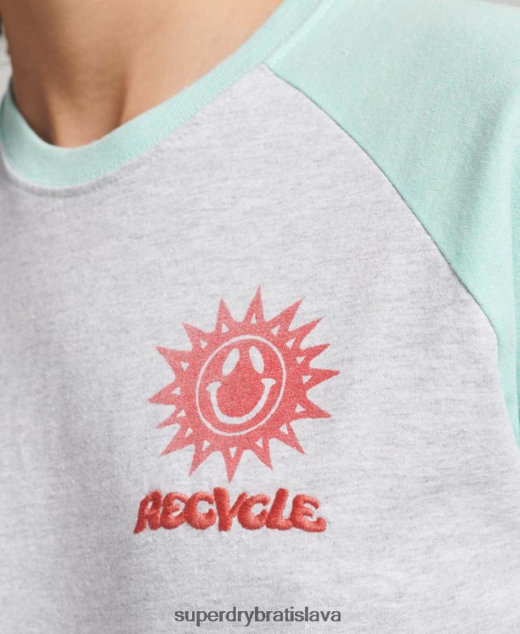 Superdry ženy recyklované raglánové tričko 6B4ZTR6287 oblečenie sivá