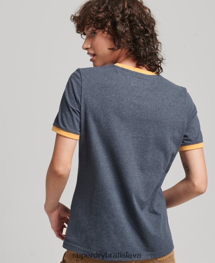 Superdry ženy recyklované ringer tričko 6B4ZTR6224 oblečenie námorníctvo