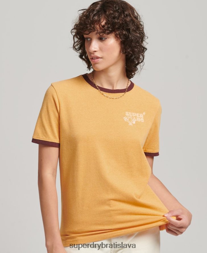 Superdry ženy recyklované ringer tričko 6B4ZTR6241 oblečenie žltá