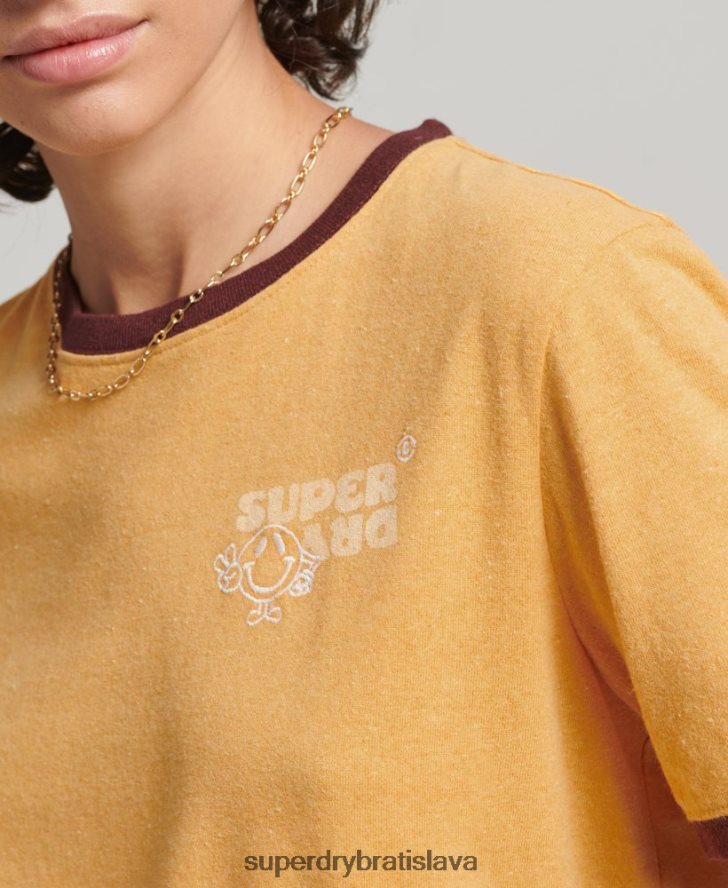 Superdry ženy recyklované ringer tričko 6B4ZTR6241 oblečenie žltá