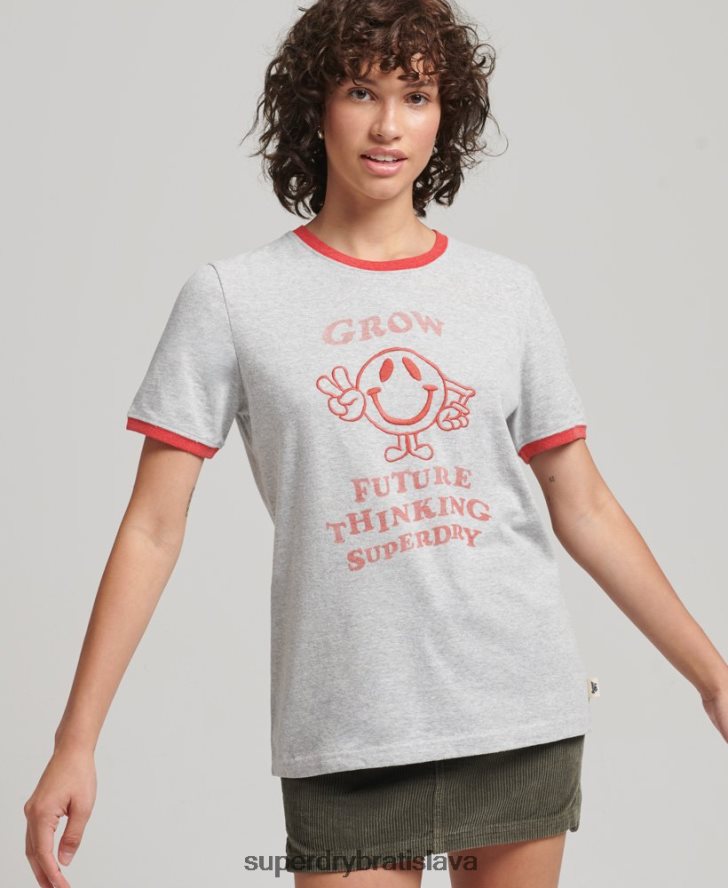 Superdry ženy recyklované ringer tričko 6B4ZTR6254 oblečenie sivá