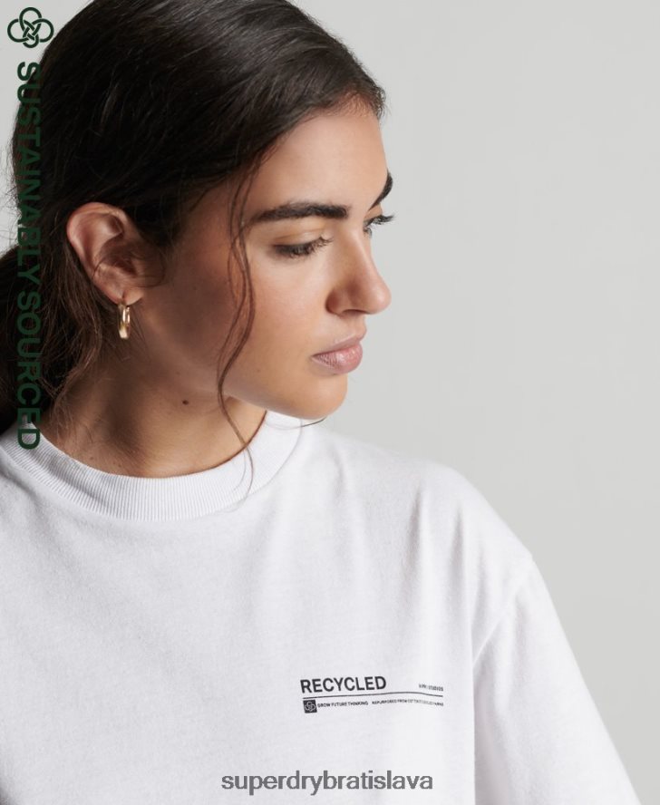 Superdry ženy recyklované tričko micro top 6B4ZTR6255 oblečenie biely