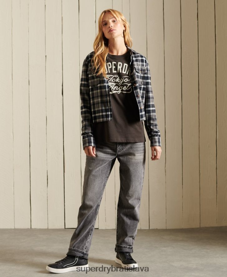 Superdry ženy script style workwear tričko 6B4ZTR6750 oblečenie hnedá
