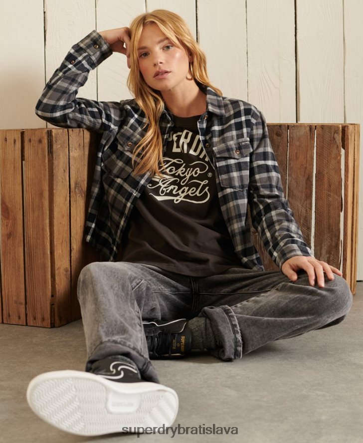 Superdry ženy script style workwear tričko 6B4ZTR6750 oblečenie hnedá