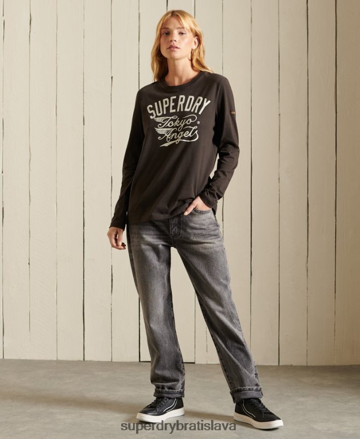 Superdry ženy script style workwear tričko 6B4ZTR6750 oblečenie hnedá
