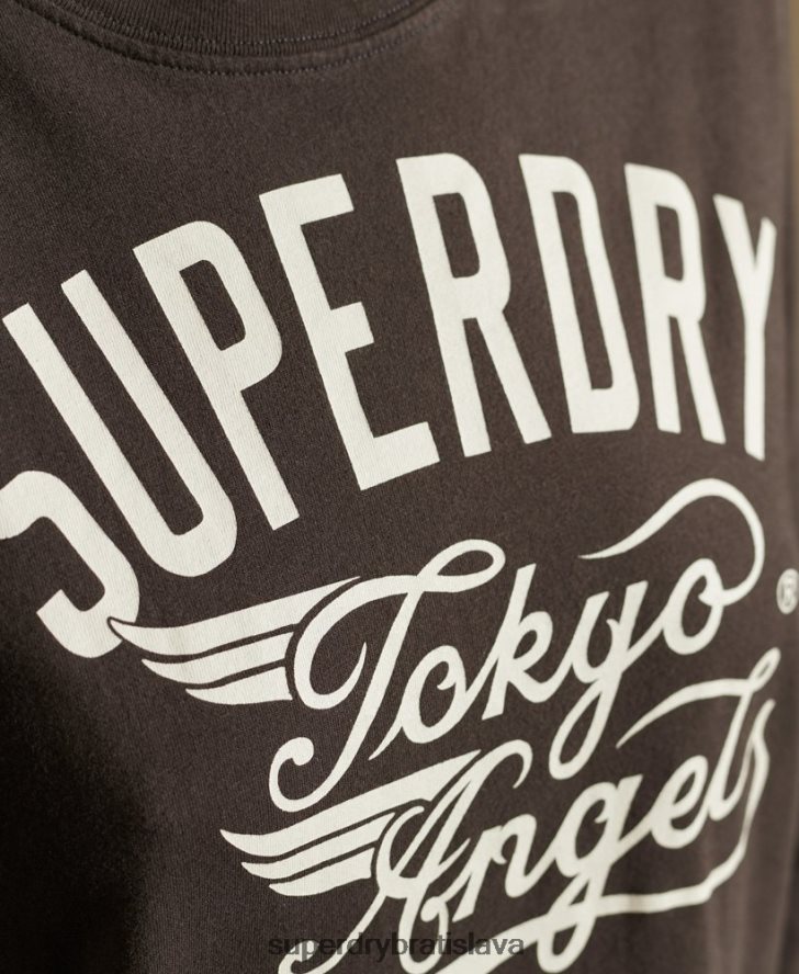 Superdry ženy script style workwear tričko 6B4ZTR6750 oblečenie hnedá