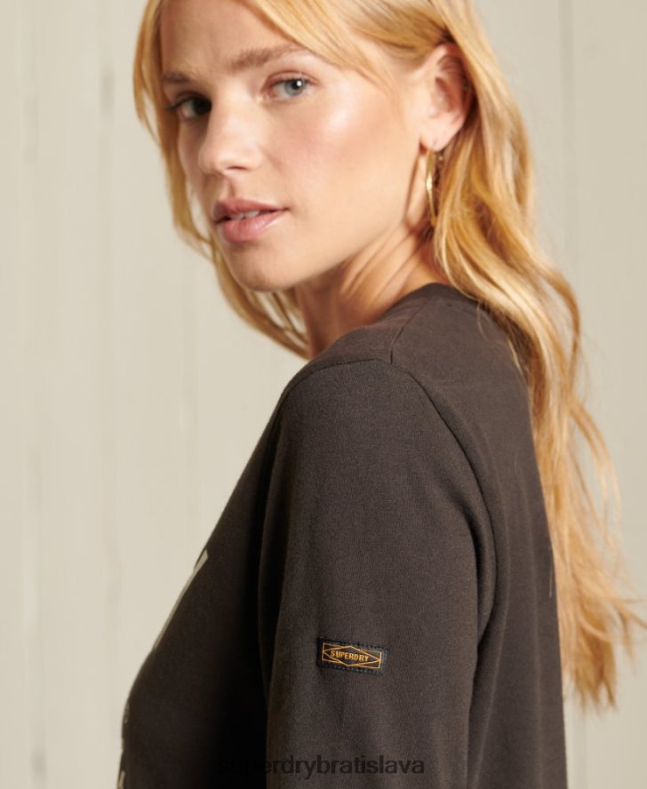 Superdry ženy script style workwear tričko 6B4ZTR6750 oblečenie hnedá