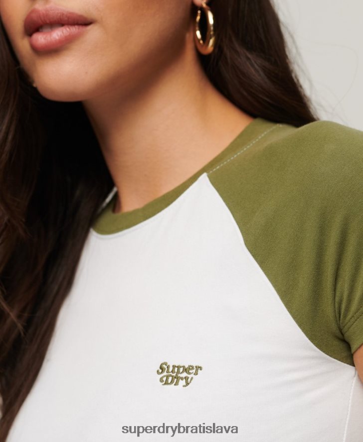 Superdry ženy skrátené bejzbalové detské tričko 6B4ZTR2100 oblečenie zelená