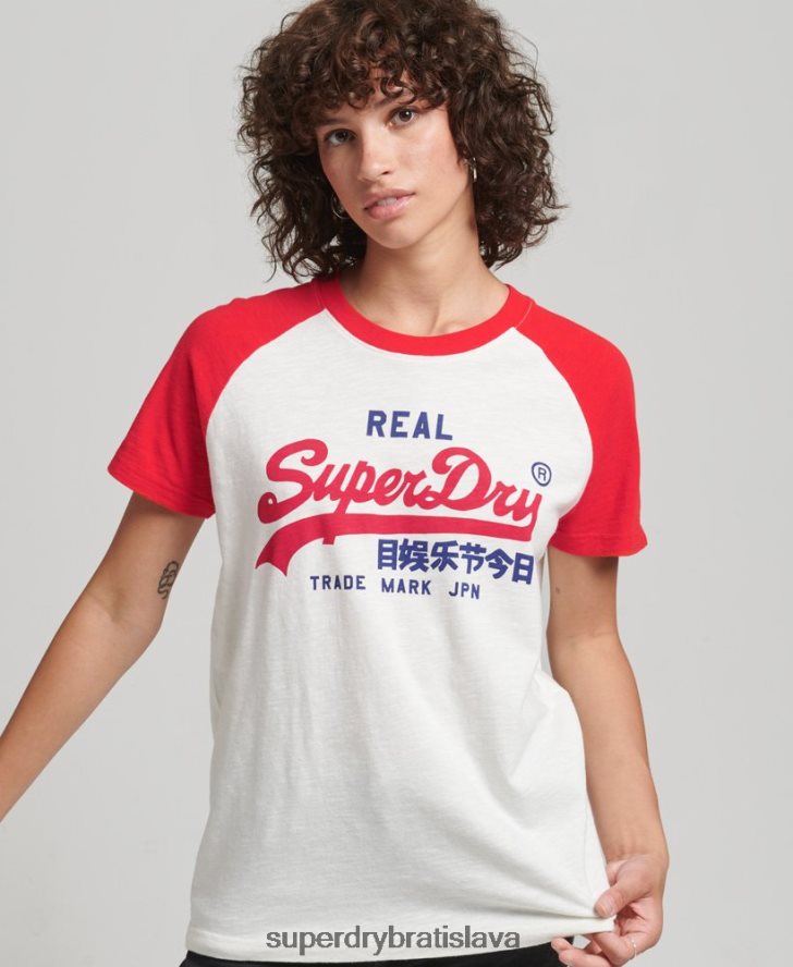 Superdry ženy staré tričko s vintage logom 6B4ZTR2837 oblečenie biely