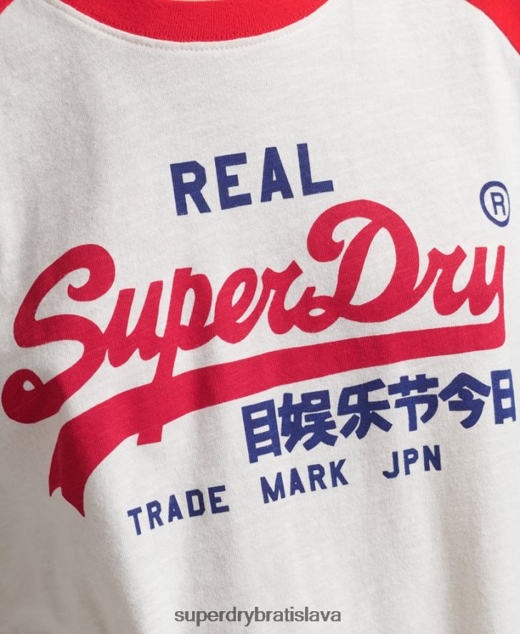 Superdry ženy staré tričko s vintage logom 6B4ZTR2837 oblečenie biely