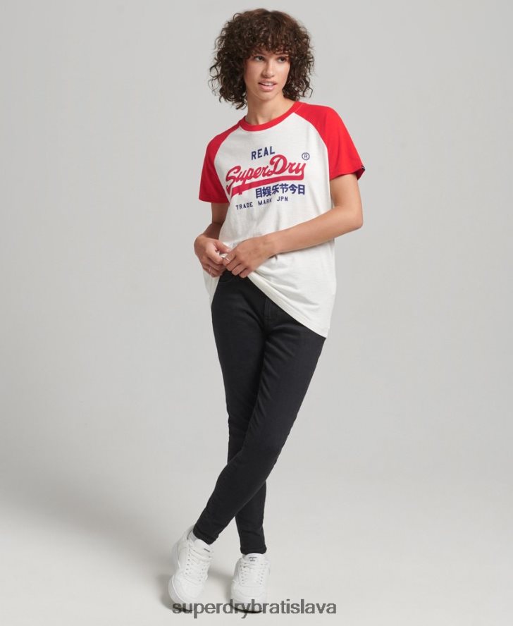 Superdry ženy staré tričko s vintage logom 6B4ZTR2837 oblečenie biely