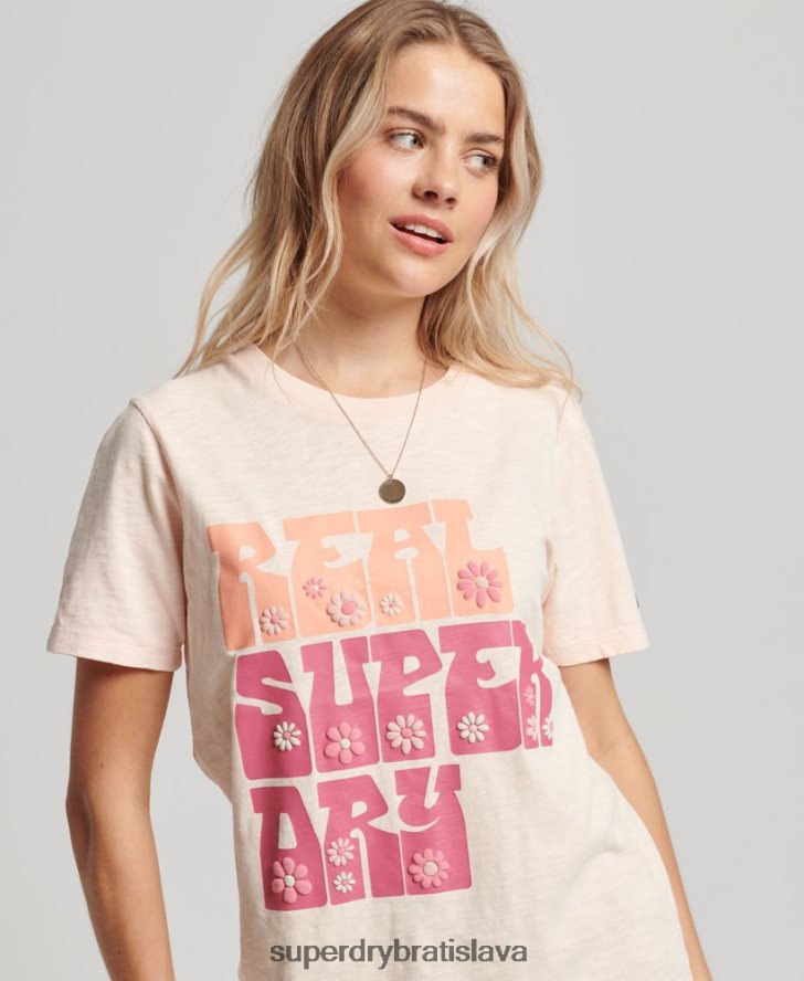 Superdry ženy superštátne kvetinové tričko 6B4ZTR2633 oblečenie Ružová