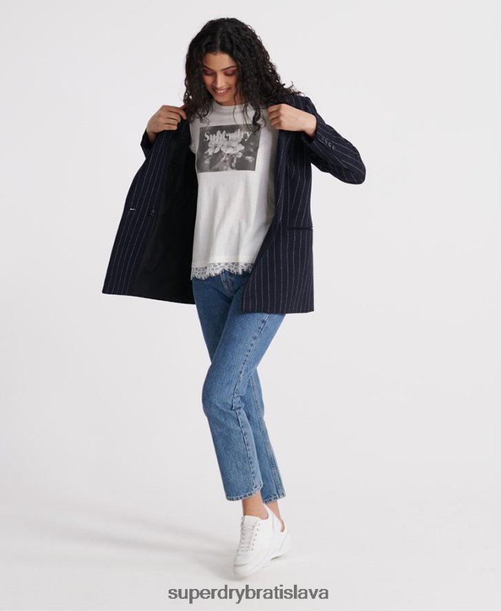 Superdry ženy tilly čipkované grafické tričko 6B4ZTR2805 oblečenie biely