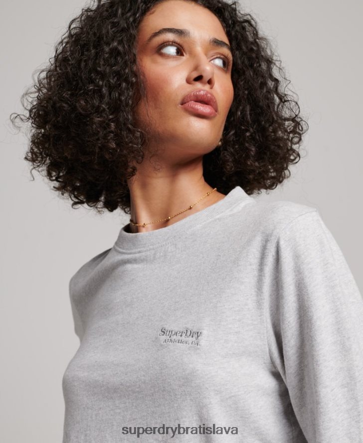Superdry ženy top s dlhým rukávom s vintage logom z organickej bavlny 6B4ZTR2971 oblečenie svetlo šedá