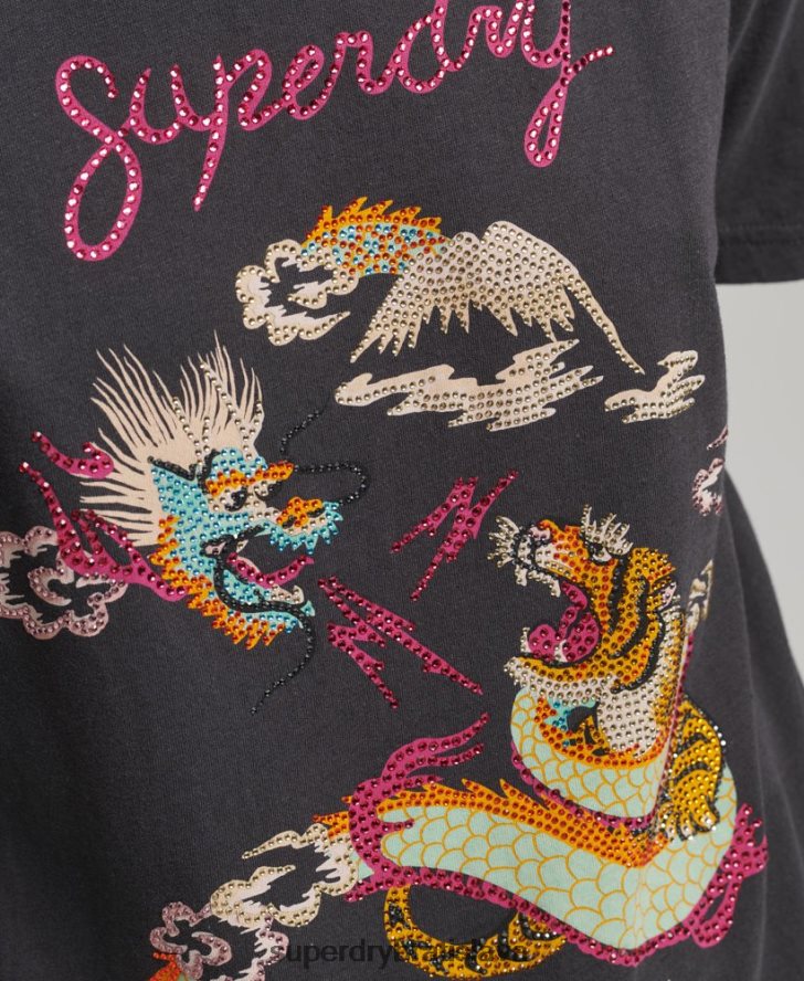 Superdry ženy tričko s grafikou suika 6B4ZTR2644 oblečenie čierna