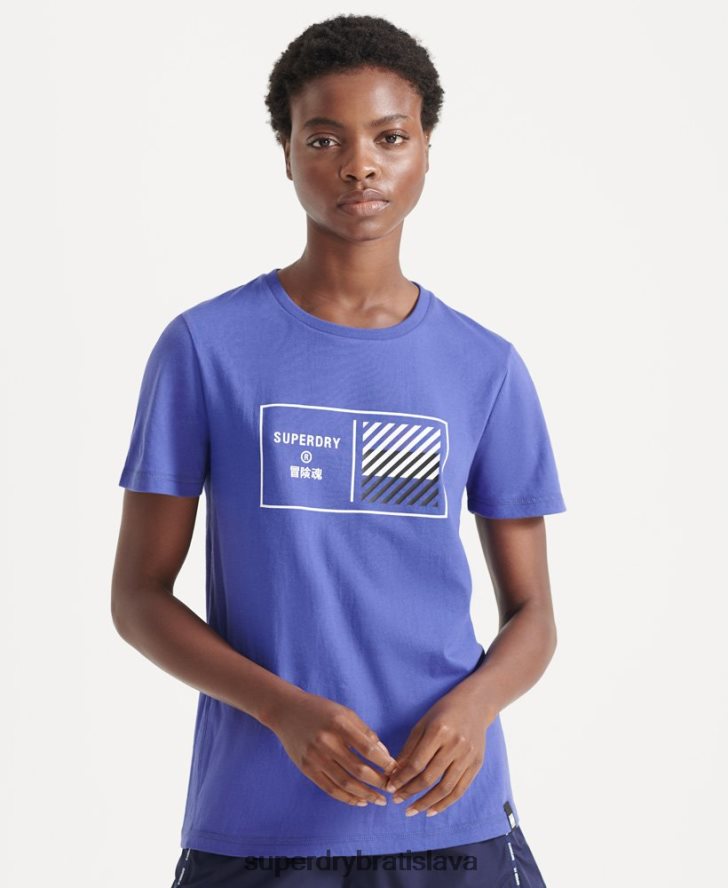 Superdry ženy tričko s grafikou train core 6B4ZTR6352 oblečenie Modrá