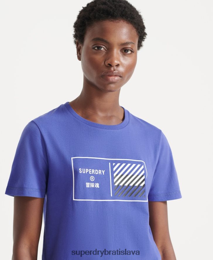 Superdry ženy tričko s grafikou train core 6B4ZTR6352 oblečenie Modrá