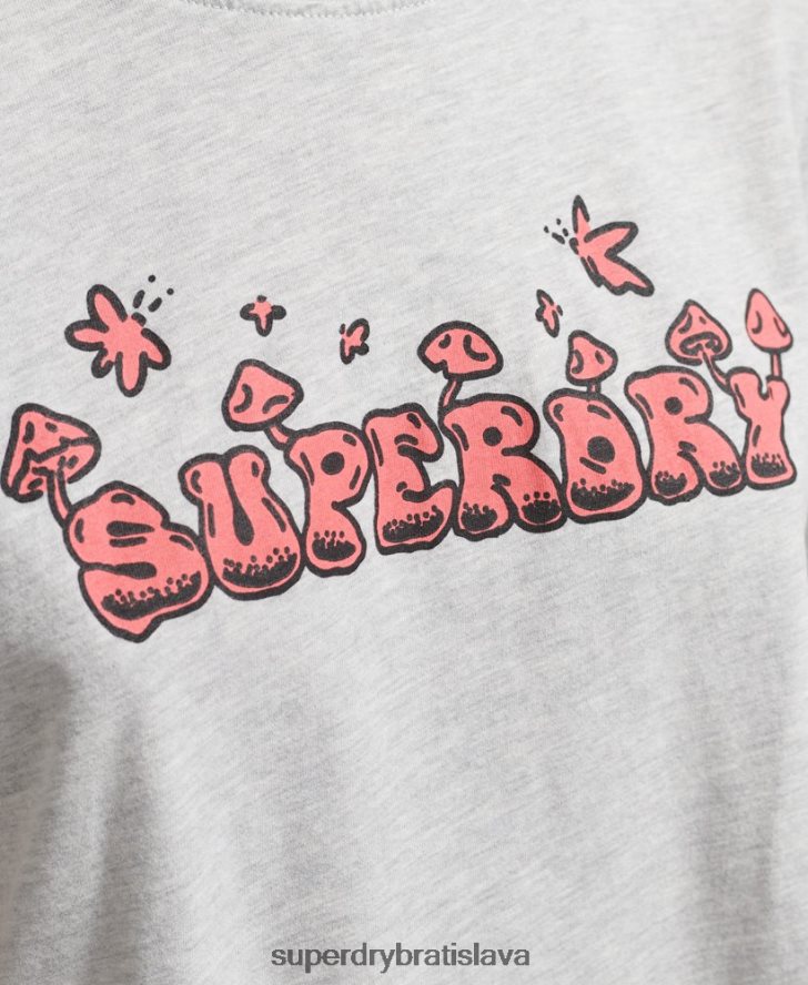Superdry ženy tričko s lesnou grafikou 6B4ZTR2729 oblečenie svetlo šedá
