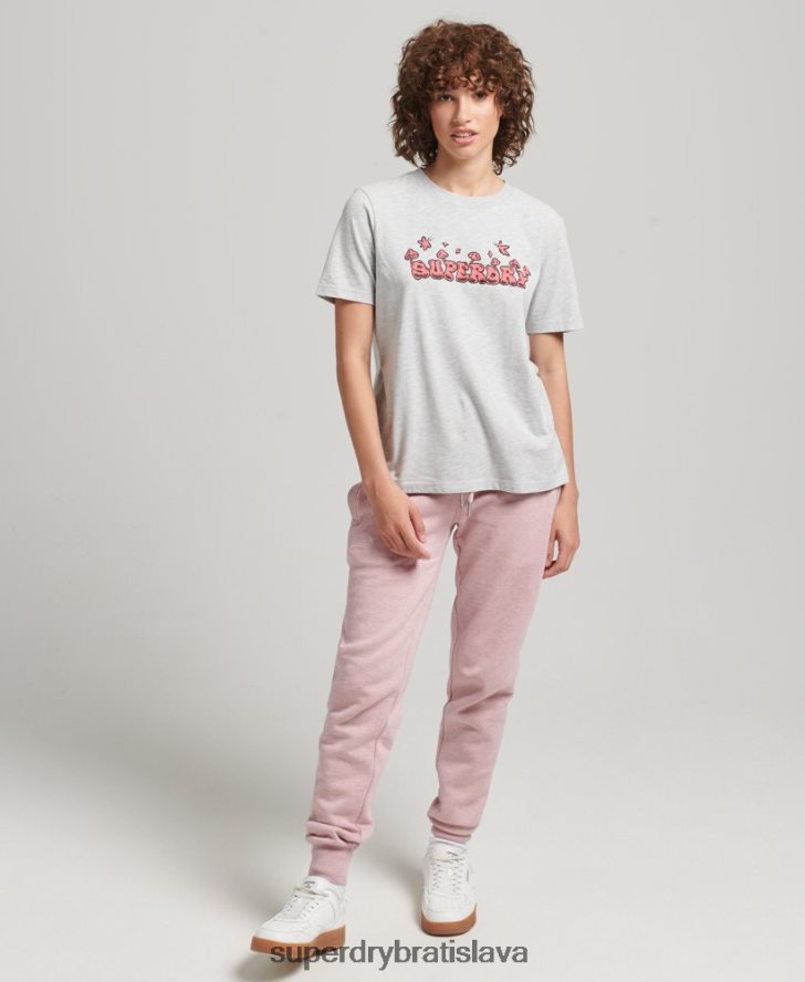 Superdry ženy tričko s lesnou grafikou 6B4ZTR2729 oblečenie svetlo šedá