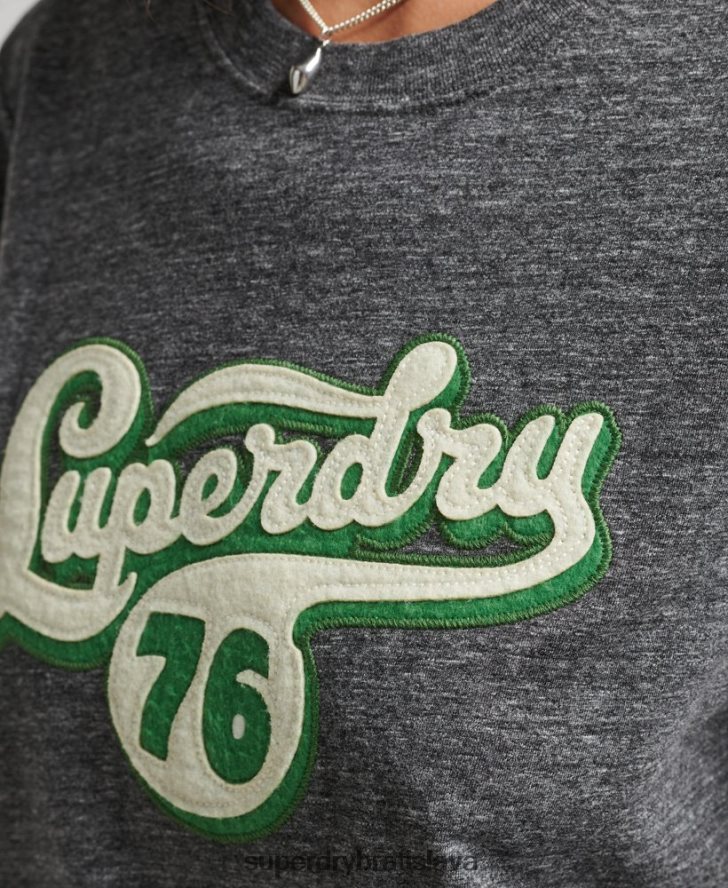 Superdry ženy tričko s nostalgickým scenárom 6B4ZTR2800 oblečenie tmavošedý