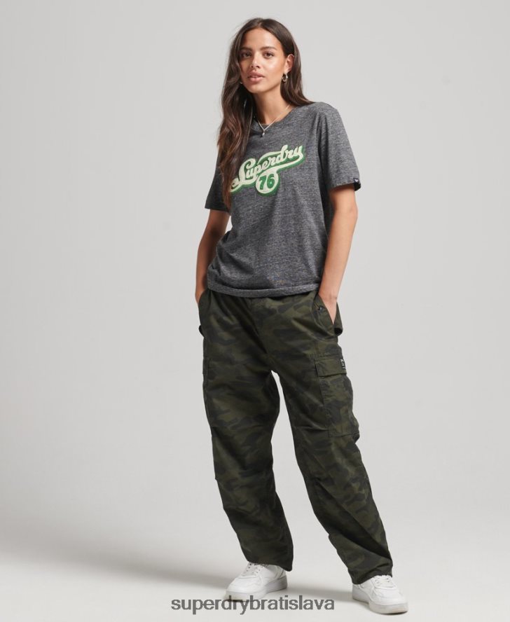 Superdry ženy tričko s nostalgickým scenárom 6B4ZTR2800 oblečenie tmavošedý