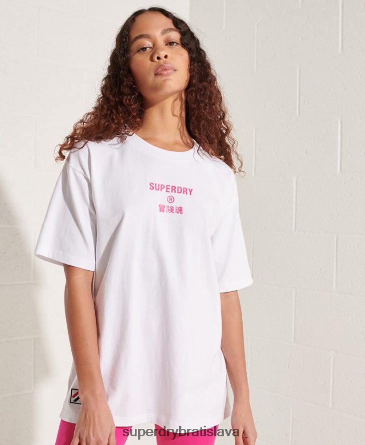 Superdry ženy tričko so žiarivým logom spoločnosti 6B4ZTR6289 oblečenie biely