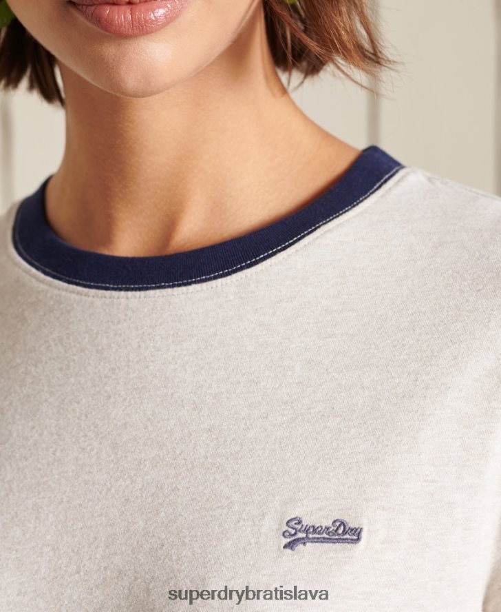 Superdry ženy tričko voľného strihu z organickej bavlny s vintage logom 6B4ZTR6756 oblečenie krém