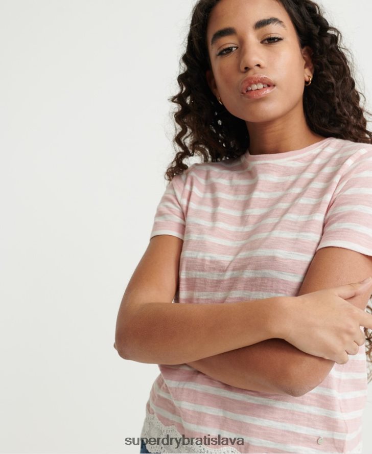 Superdry ženy tričko z čipkovanej zmesi 6B4ZTR6775 oblečenie Ružová