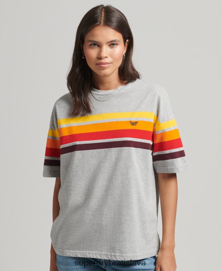 Superdry ženy tričko z organickej bavlny cali stripe 2.0 6B4ZTR6220 oblečenie svetlo šedá
