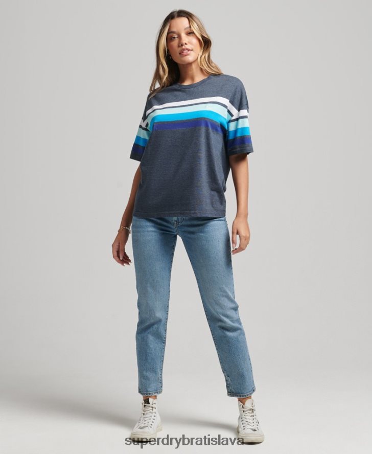 Superdry ženy tričko z organickej bavlny cali stripe 2.0 6B4ZTR6272 oblečenie námorníctvo