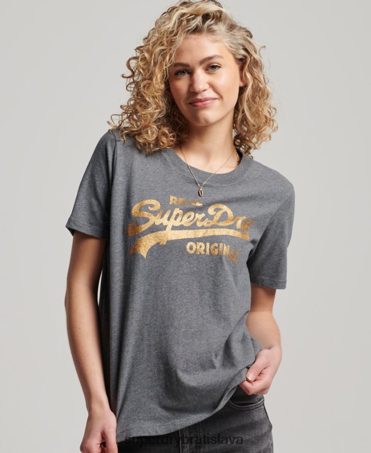 Superdry ženy tričko z organickej bavlny vintage logo scripted coll 6B4ZTR2249 oblečenie sivá