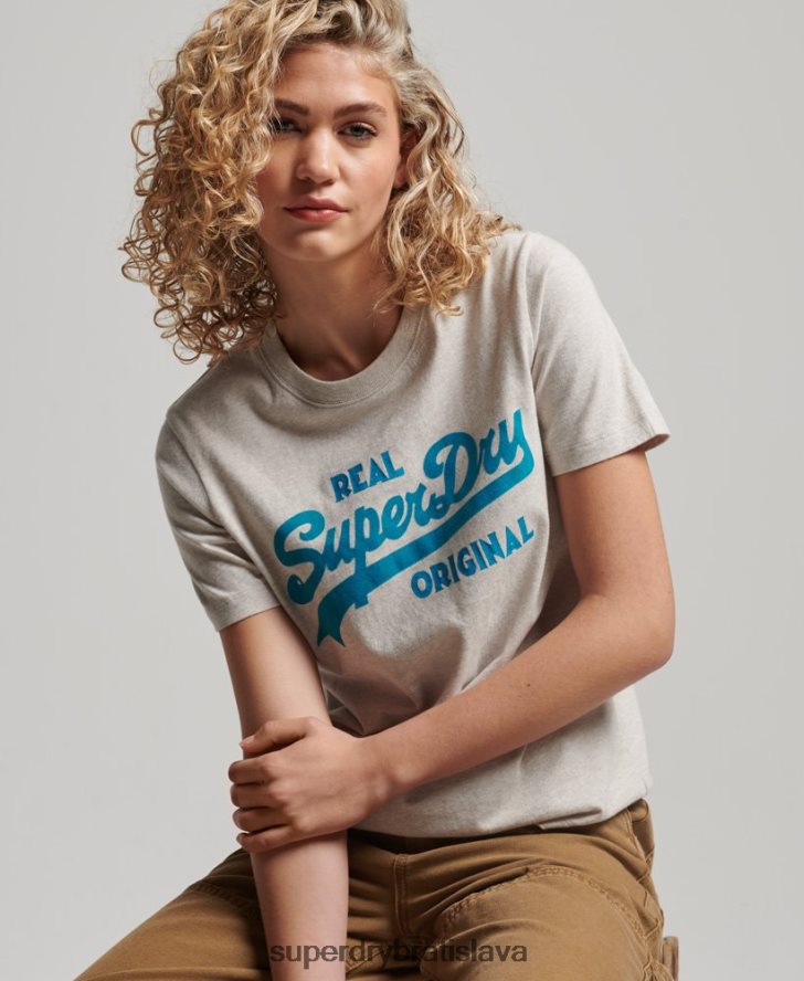 Superdry ženy tričko z organickej bavlny vintage logo scripted coll 6B4ZTR2671 oblečenie béžová