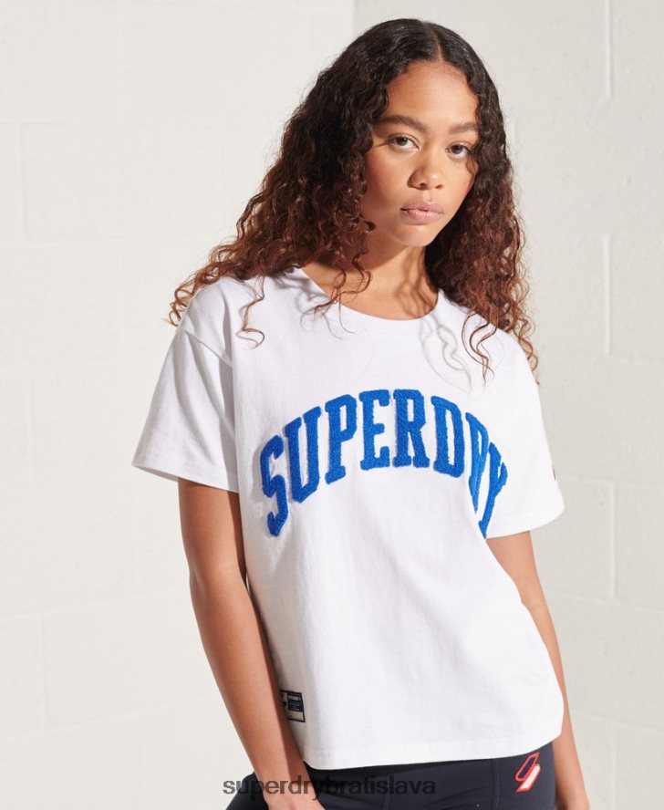 Superdry ženy univerzitný oblúk boxy tričko 6B4ZTR6296 oblečenie biely