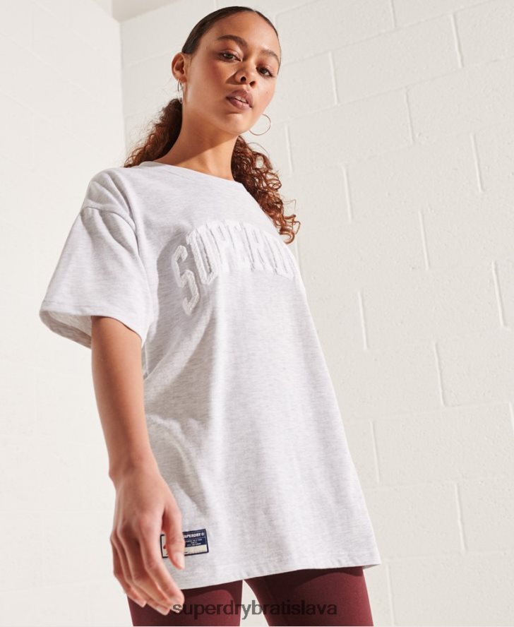 Superdry ženy univerzitný oblúk mono tričko 6B4ZTR6268 oblečenie svetlo šedá