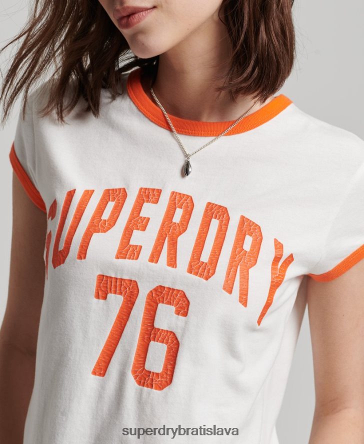 Superdry ženy vintage atletické ringer tričko 6B4ZTR2713 oblečenie biely