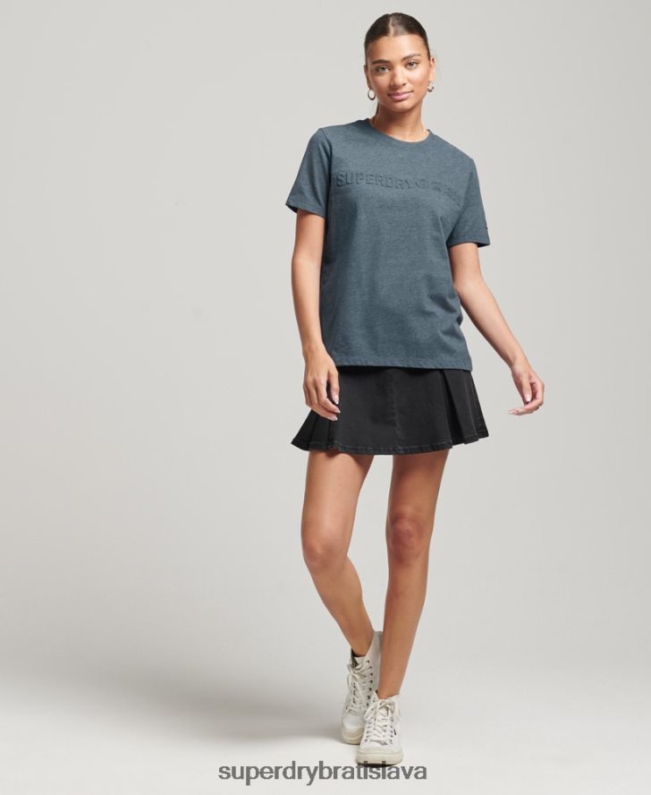 Superdry ženy vintage firemné logo marl tričko 6B4ZTR2841 oblečenie Modrá