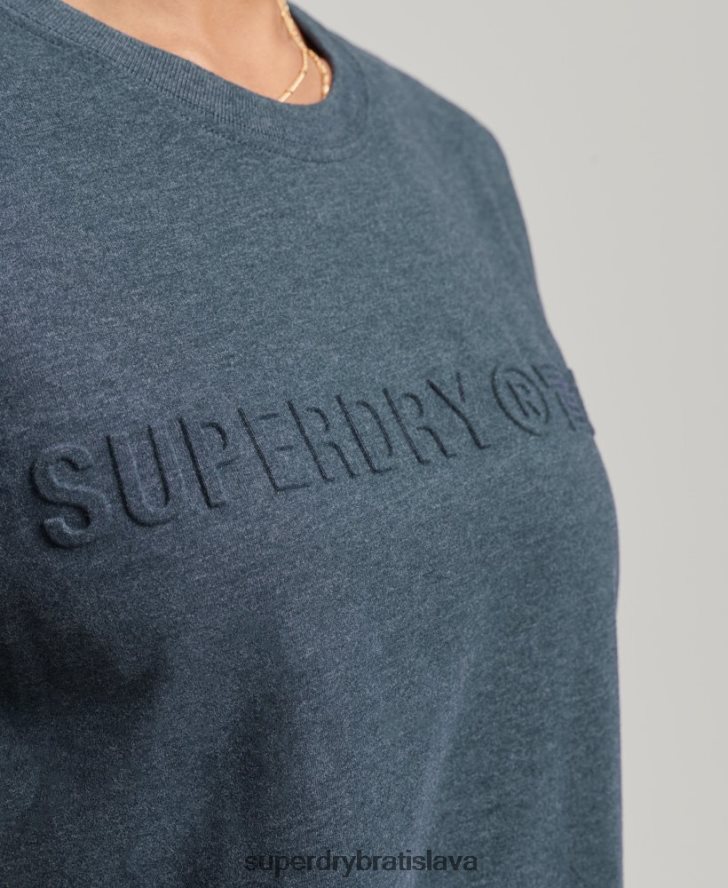Superdry ženy vintage firemné logo marl tričko 6B4ZTR2841 oblečenie Modrá