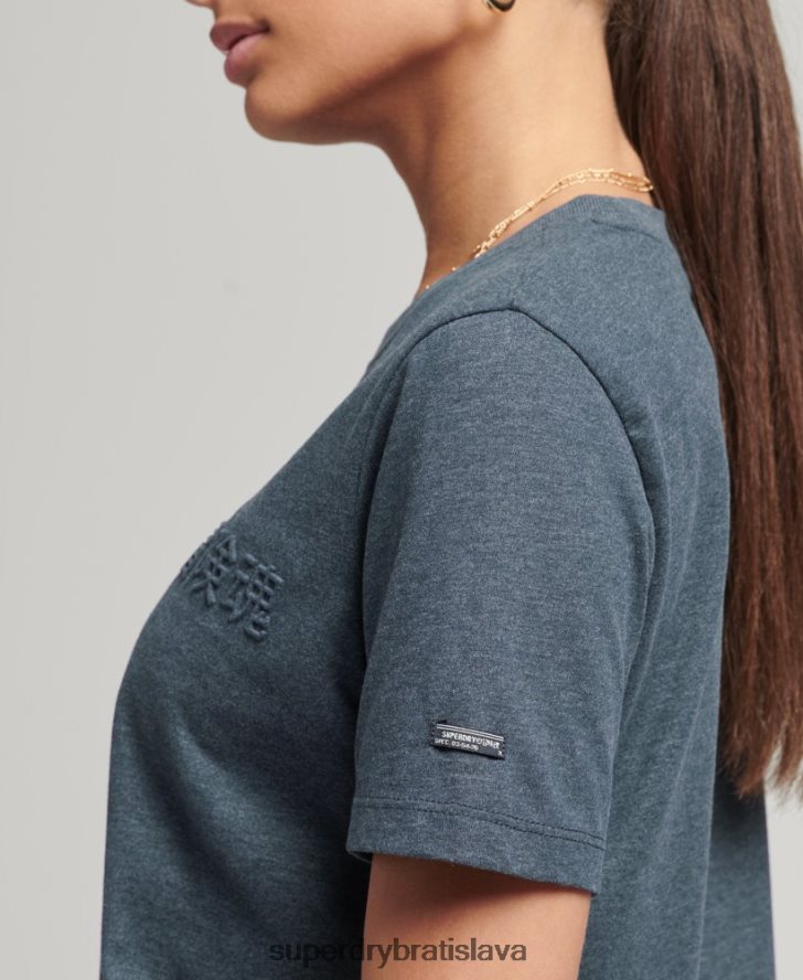 Superdry ženy vintage firemné logo marl tričko 6B4ZTR2841 oblečenie Modrá