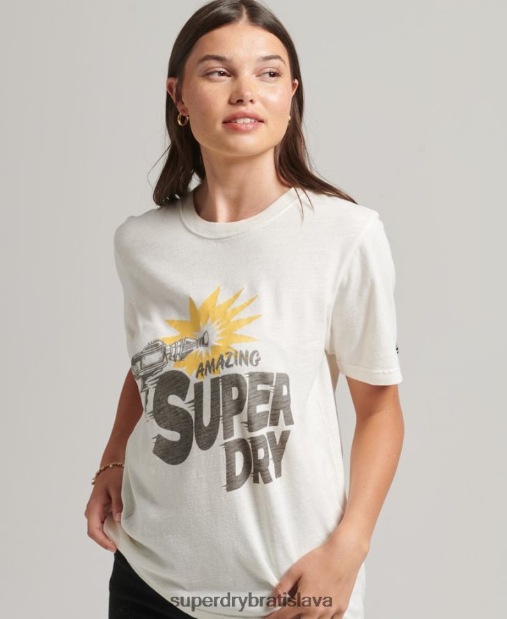 Superdry ženy vintage indie tričko 6B4ZTR6221 oblečenie krém