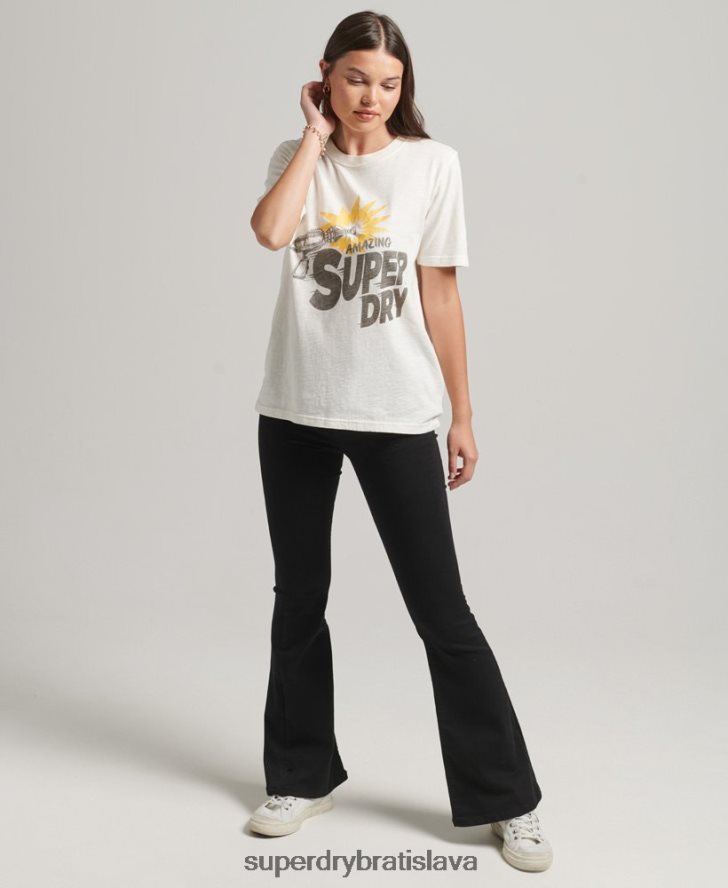 Superdry ženy vintage indie tričko 6B4ZTR6221 oblečenie krém