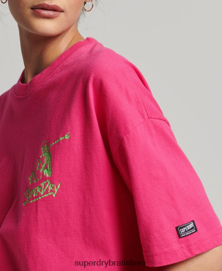 Superdry ženy vintage kali tričko 6B4ZTR6198 oblečenie Ružová