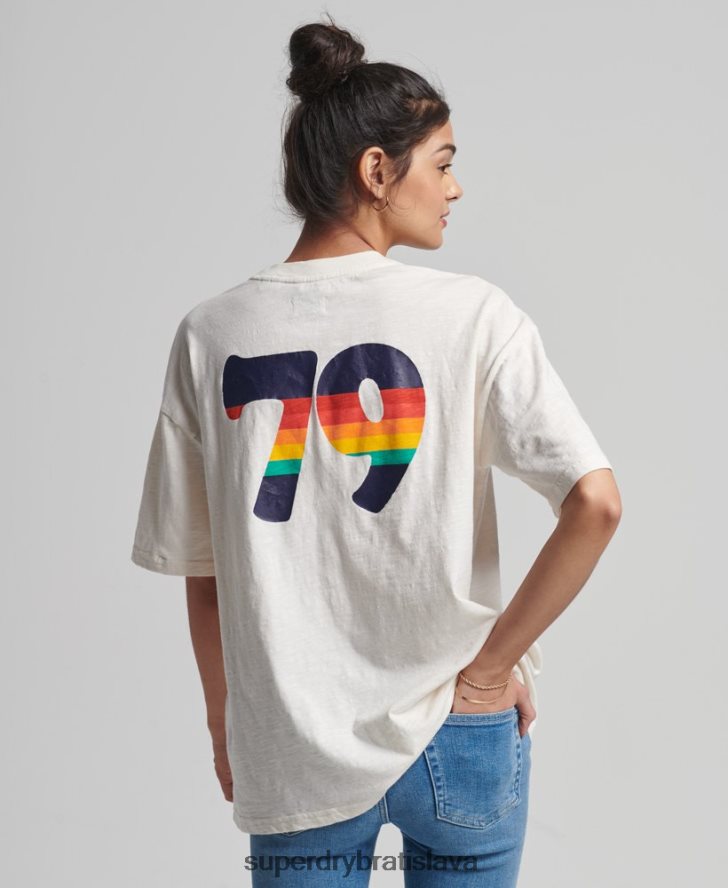 Superdry ženy vintage kali tričko s prúžkami 6B4ZTR6191 oblečenie biely