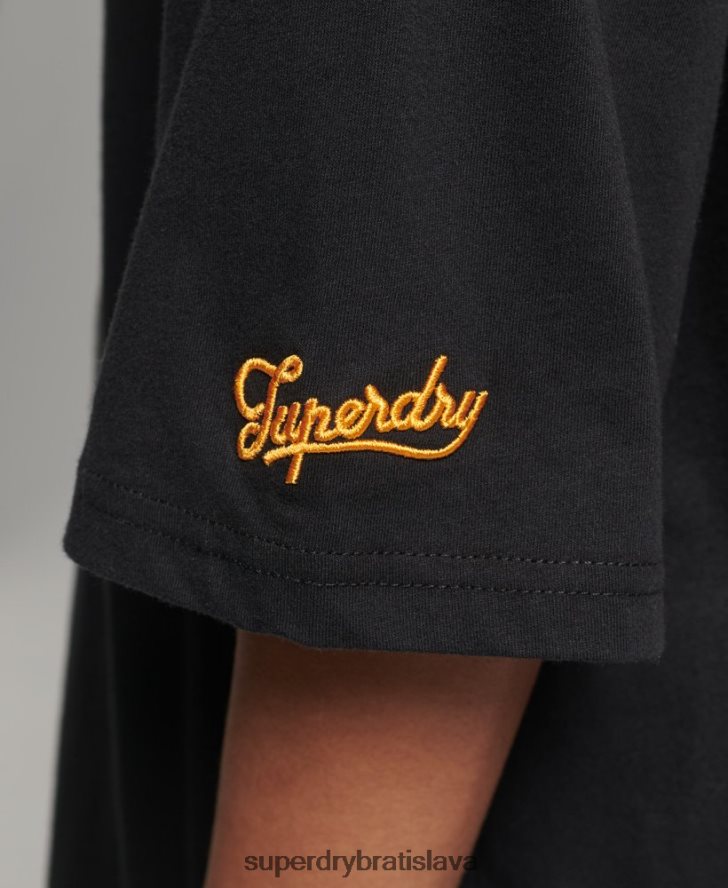 Superdry ženy vintage kolegiálne tričko 6B4ZTR6217 oblečenie čierna