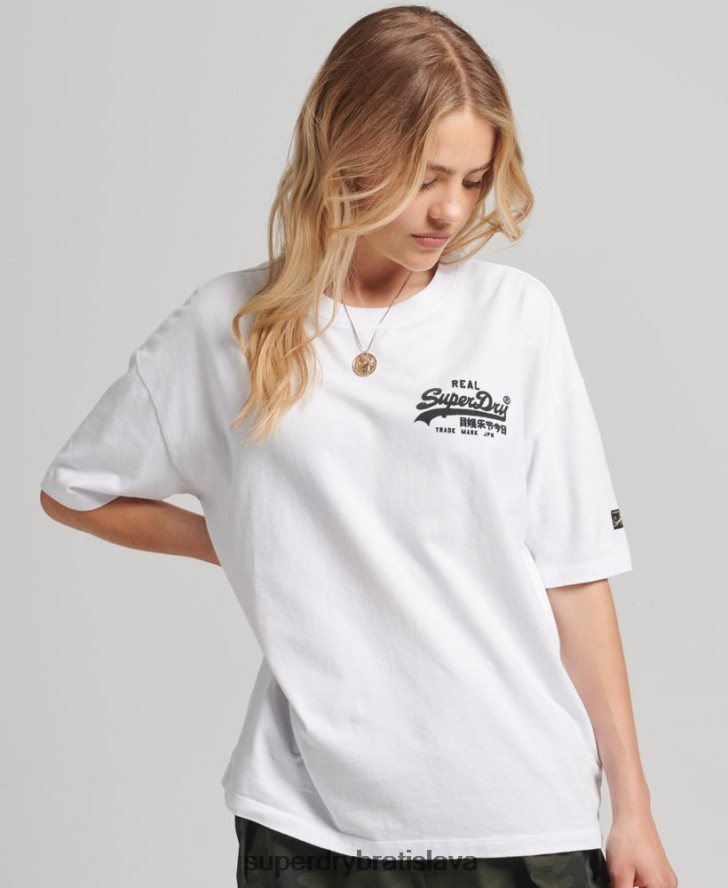 Superdry ženy vintage logo box fit tričko 6B4ZTR6308 oblečenie biely