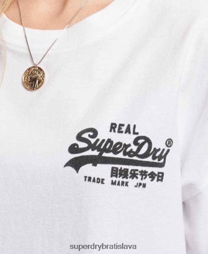 Superdry ženy vintage logo box fit tričko 6B4ZTR6308 oblečenie biely