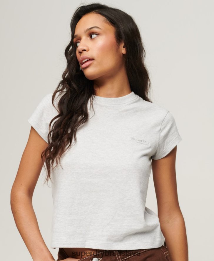 Superdry ženy vintage logo čiapka rukáv tričko 6B4ZTR2617 oblečenie svetlo šedá