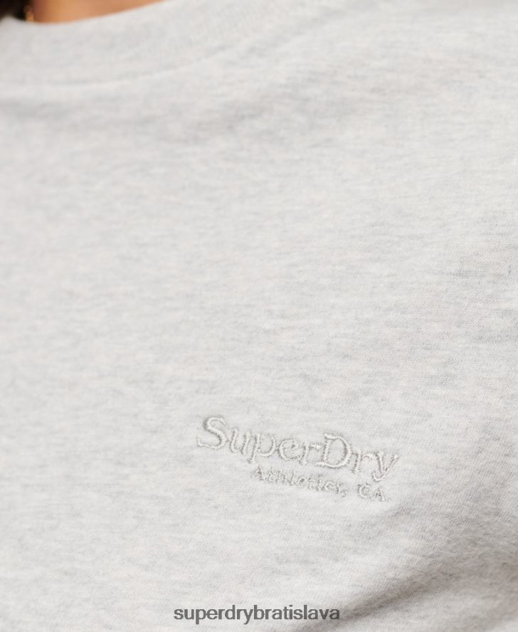 Superdry ženy vintage logo čiapka rukáv tričko 6B4ZTR2617 oblečenie svetlo šedá