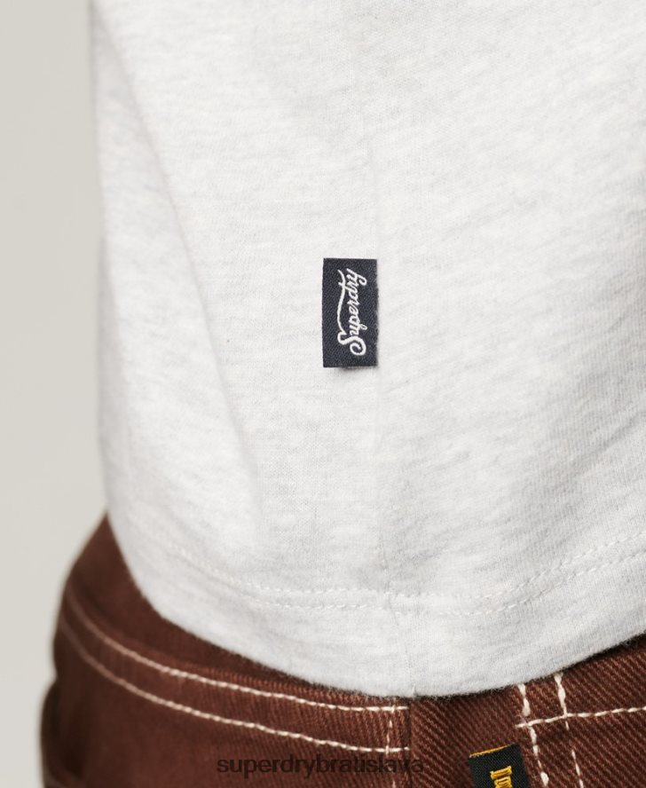 Superdry ženy vintage logo čiapka rukáv tričko 6B4ZTR2617 oblečenie svetlo šedá